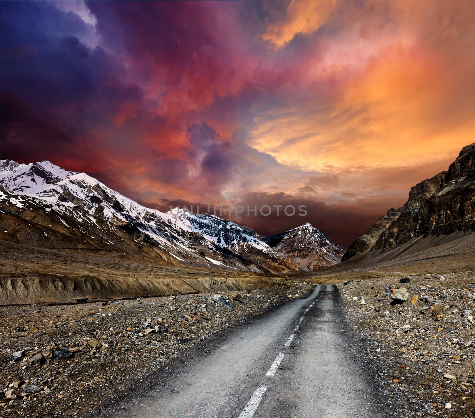Road in mountains by dimol