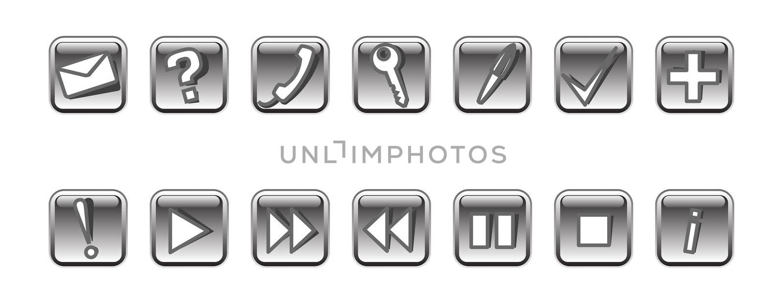 Set of 14 vector icons. Grayscale