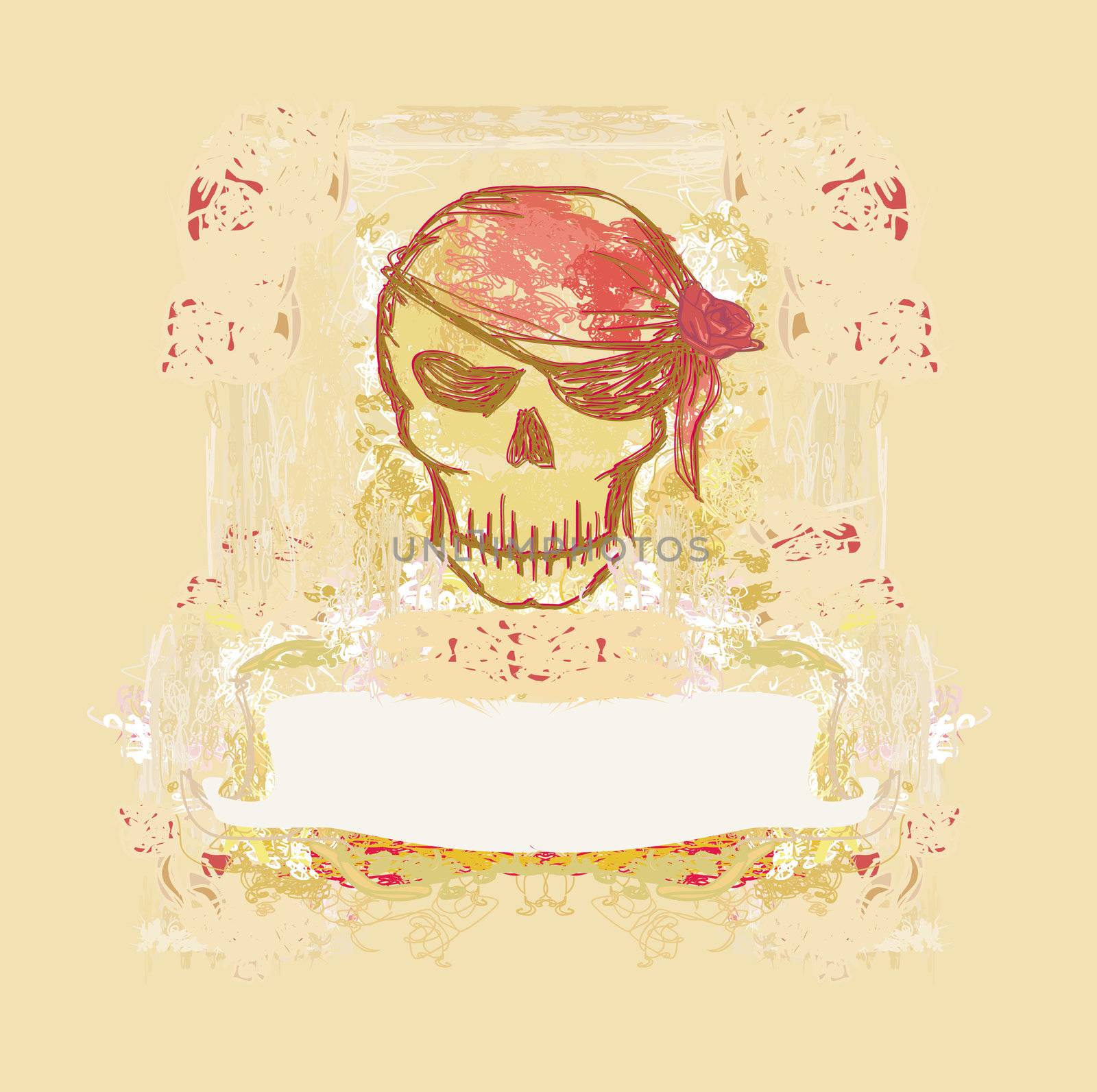 Skull Pirate - retro card