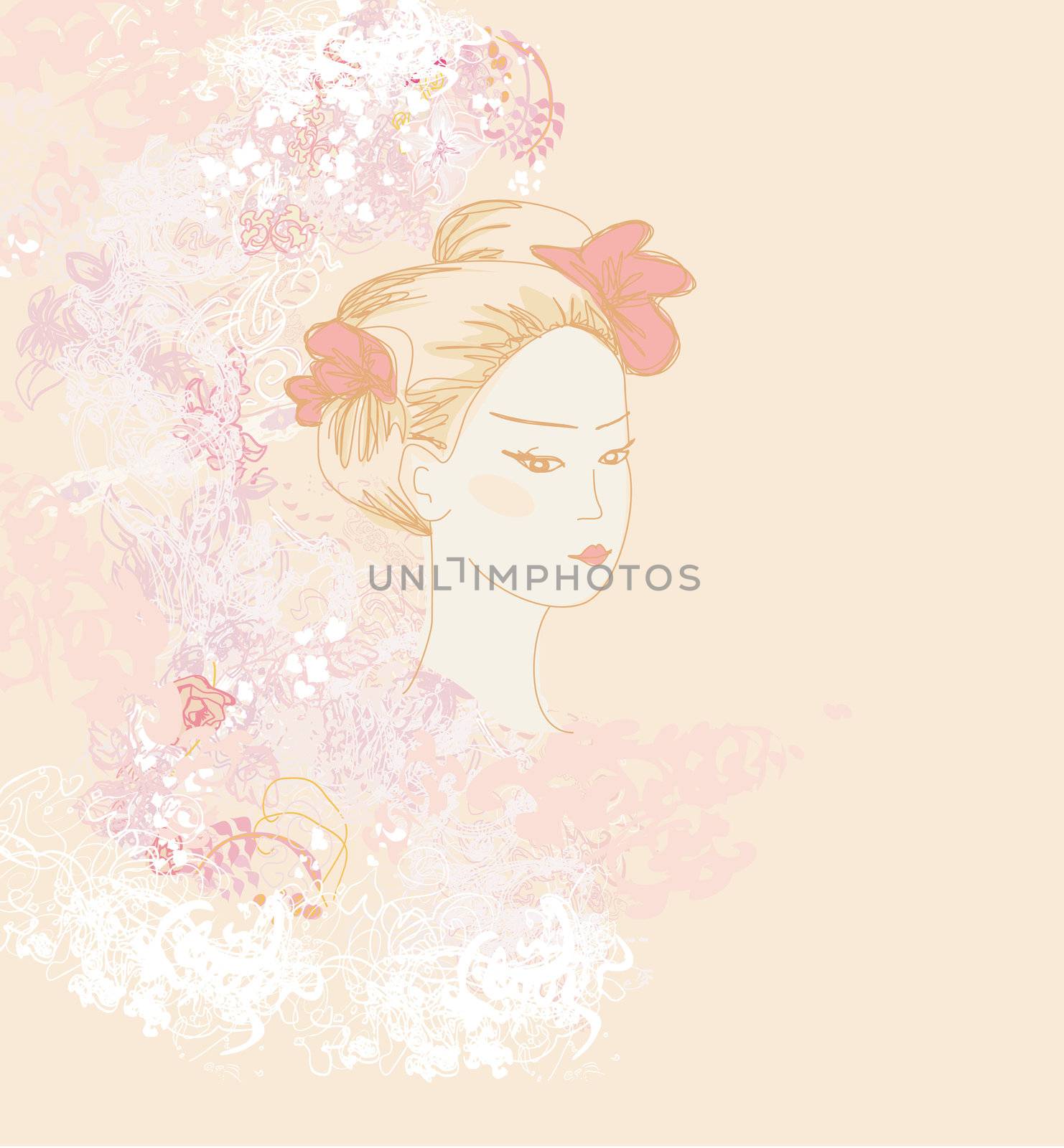 Abstract Beautiful geisha portrait