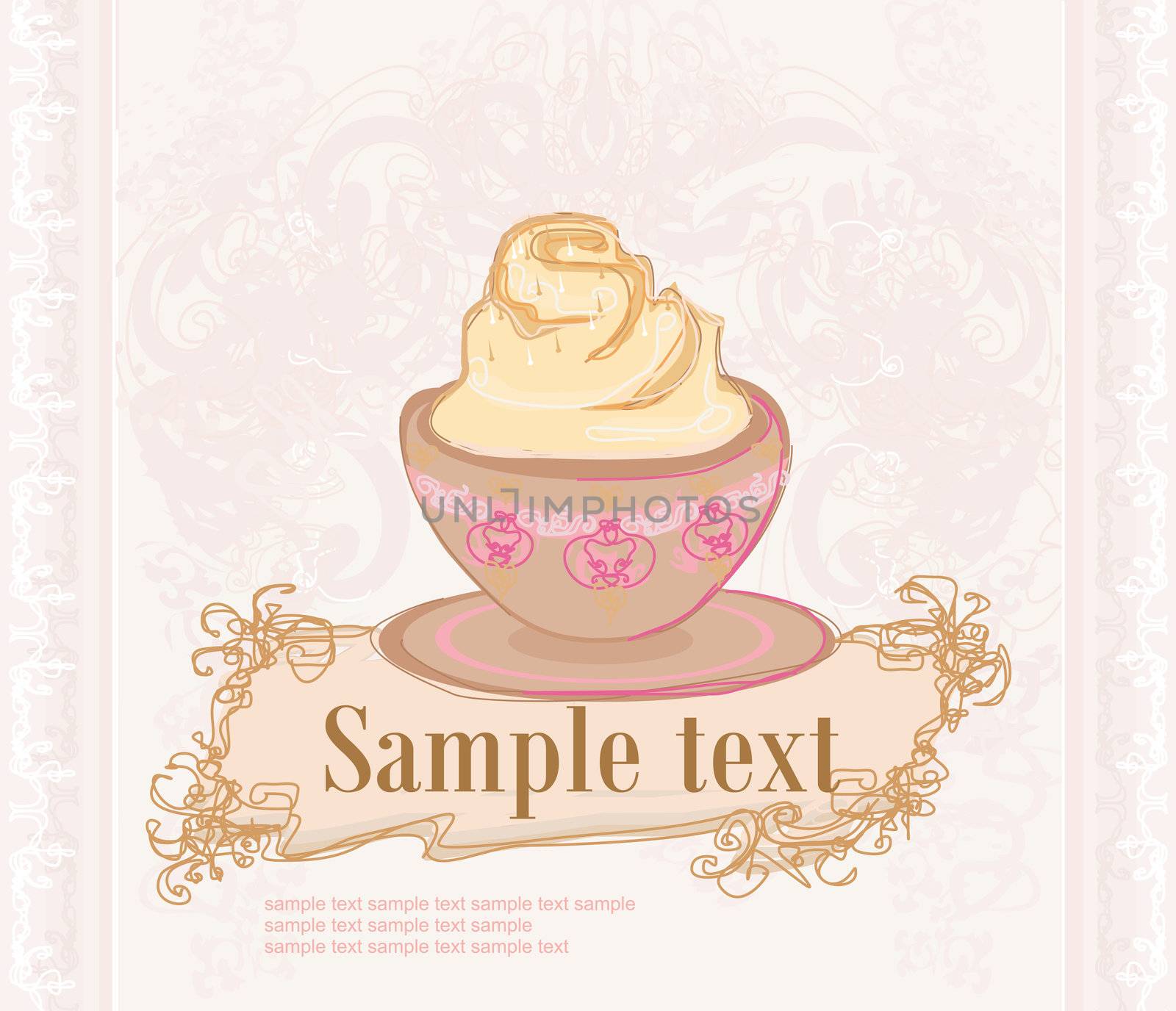 Cup of coffee with abstract design elements. Vector illustration.