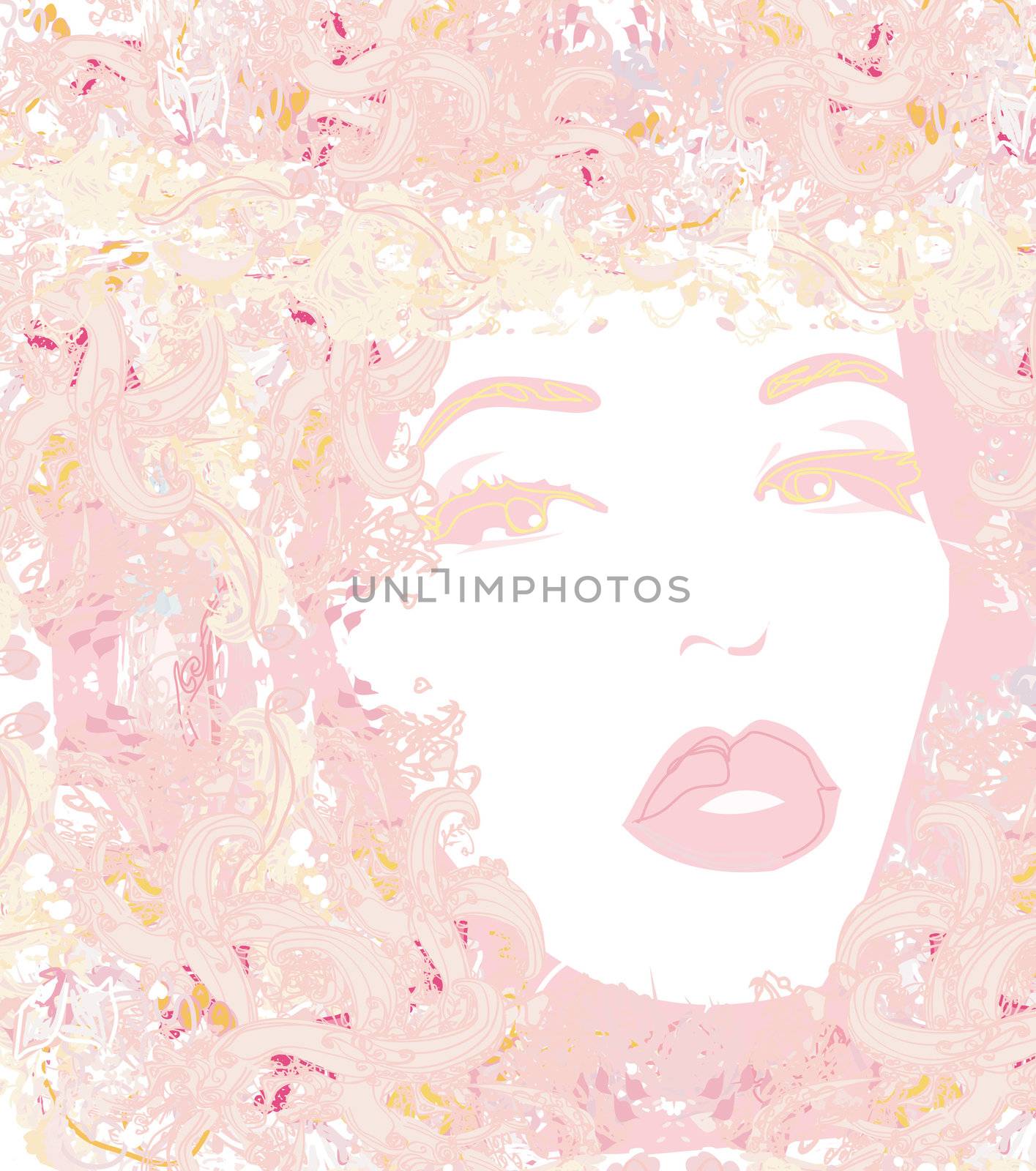 Abstract Beautiful Woman Portrait - retro card