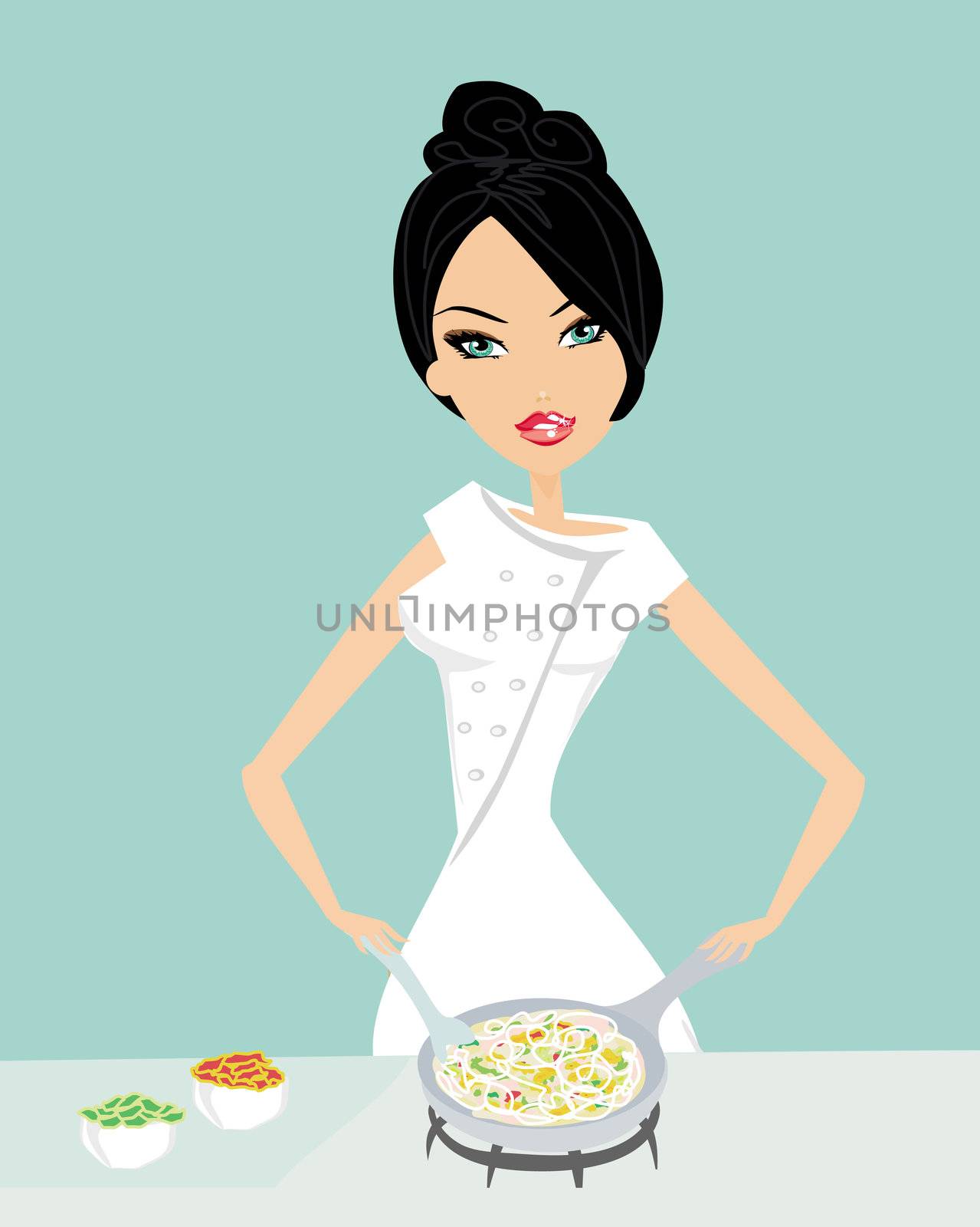 Beautiful lady cooking
