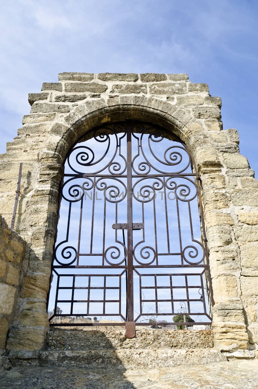 vast medieval gateway in Chateauneuf du Pape in Provence, France