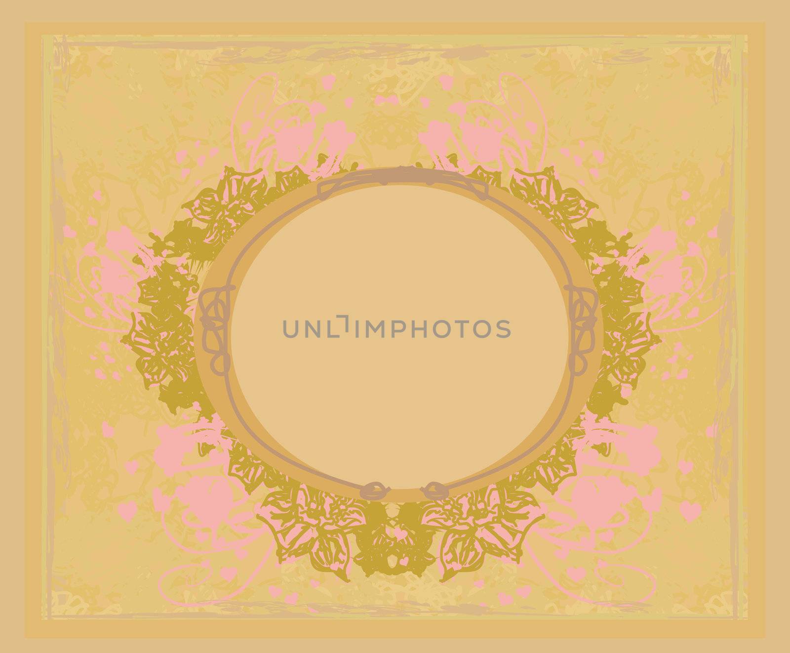 Grunge Frame For Congratulation With Flowers - vector