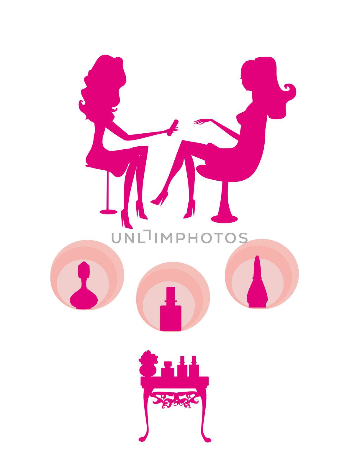 Young lady doing manicure in beauty salon