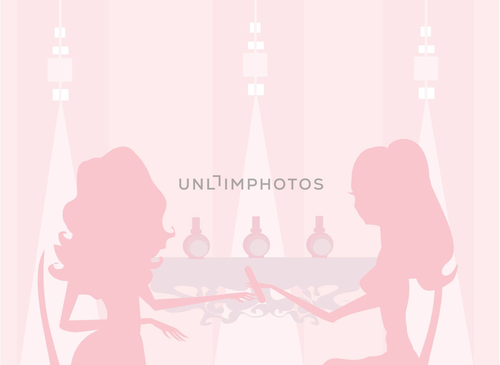 Young lady doing manicure in beauty salon