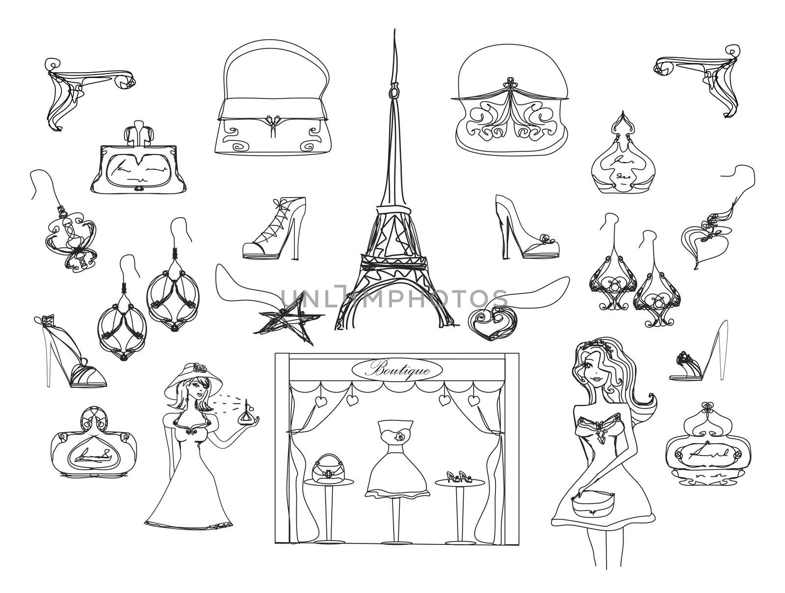 Paris doodles set