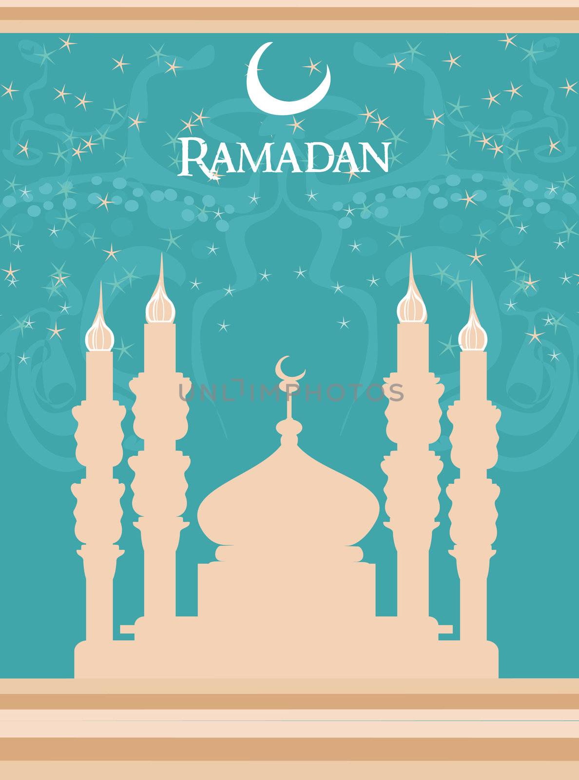 Ramadan background - mosque silhouette vector card