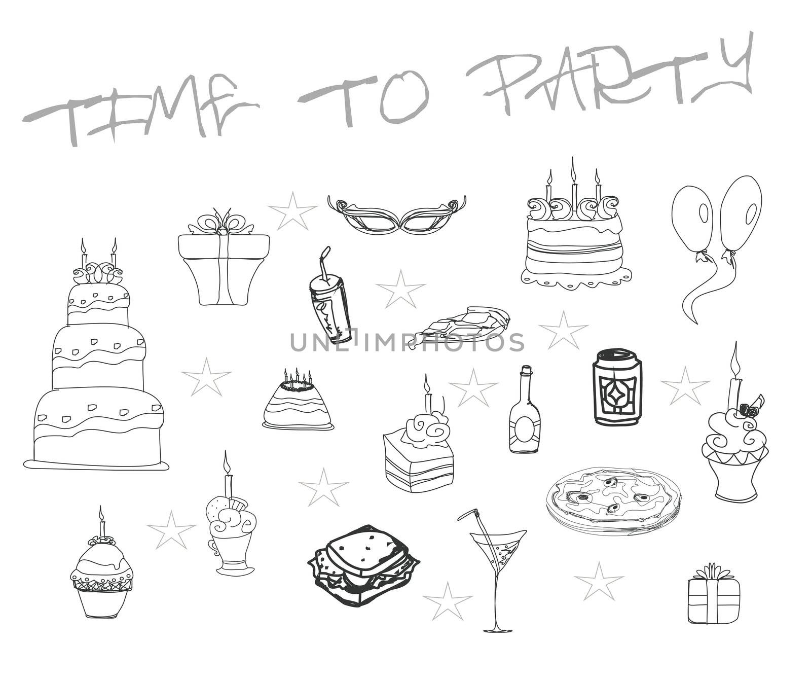 Set of Party doodles