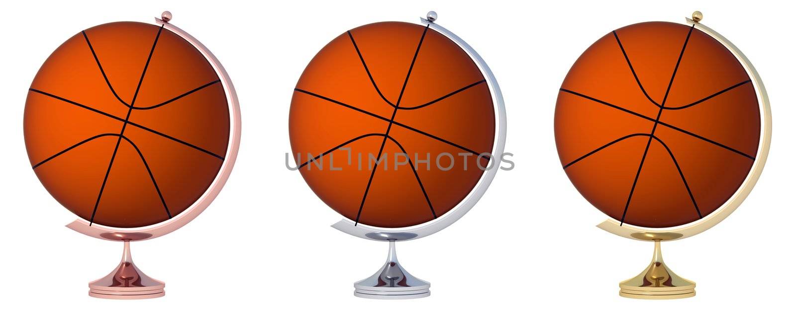 Abstract basketball Globe. Three prize-winning places.