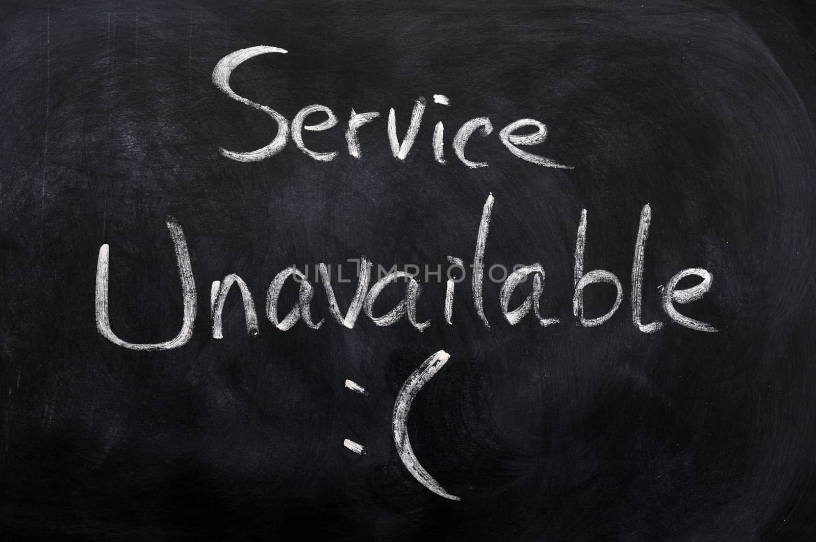 Service unavailable written on a blackboard background