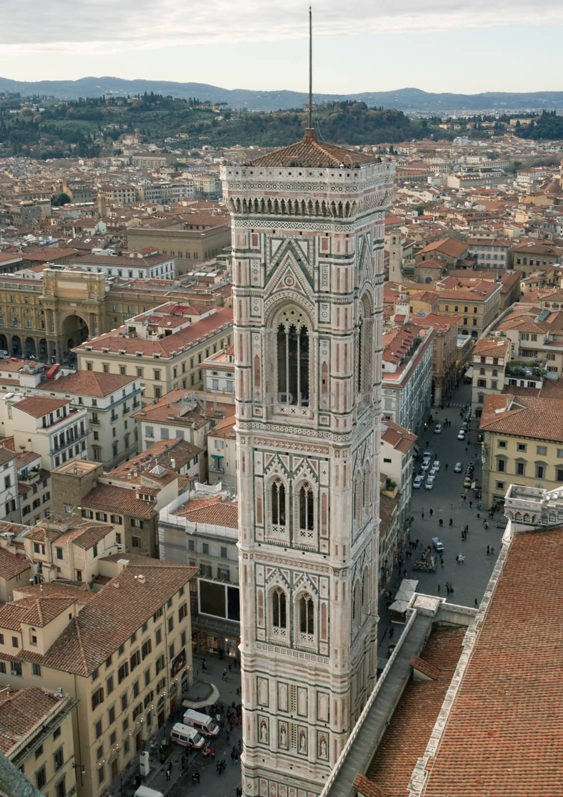 Florence. View of the Giotto bell tower from the top