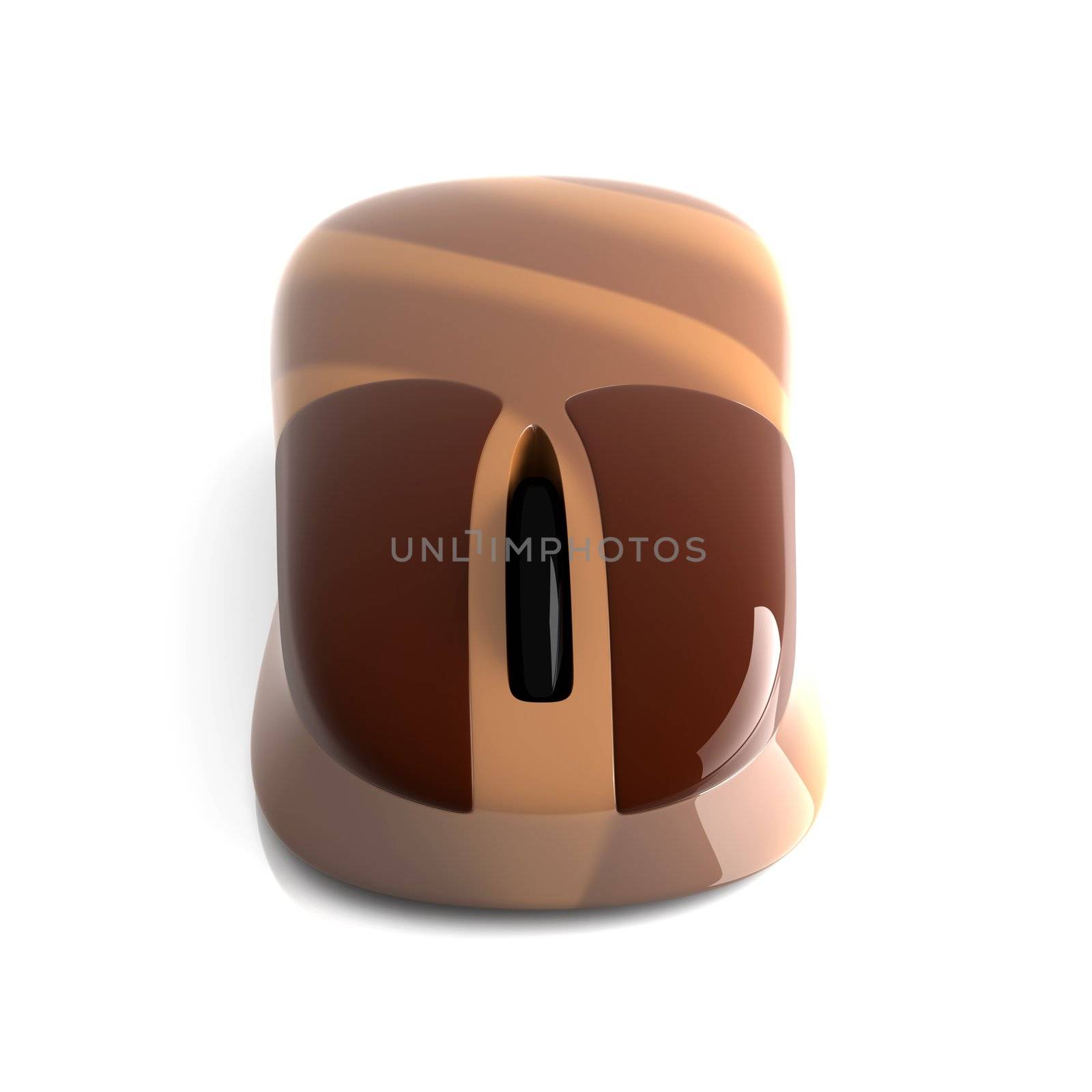 3D Illustration. Chocolate / coffee textured Mouse. Isolated on white.
