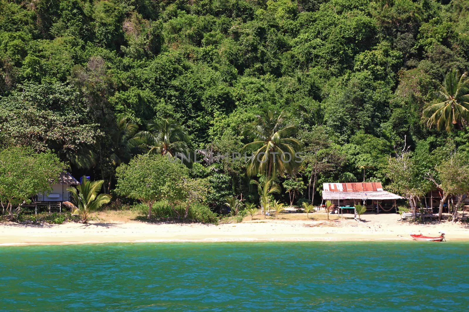 Shed on the beach in sunny day