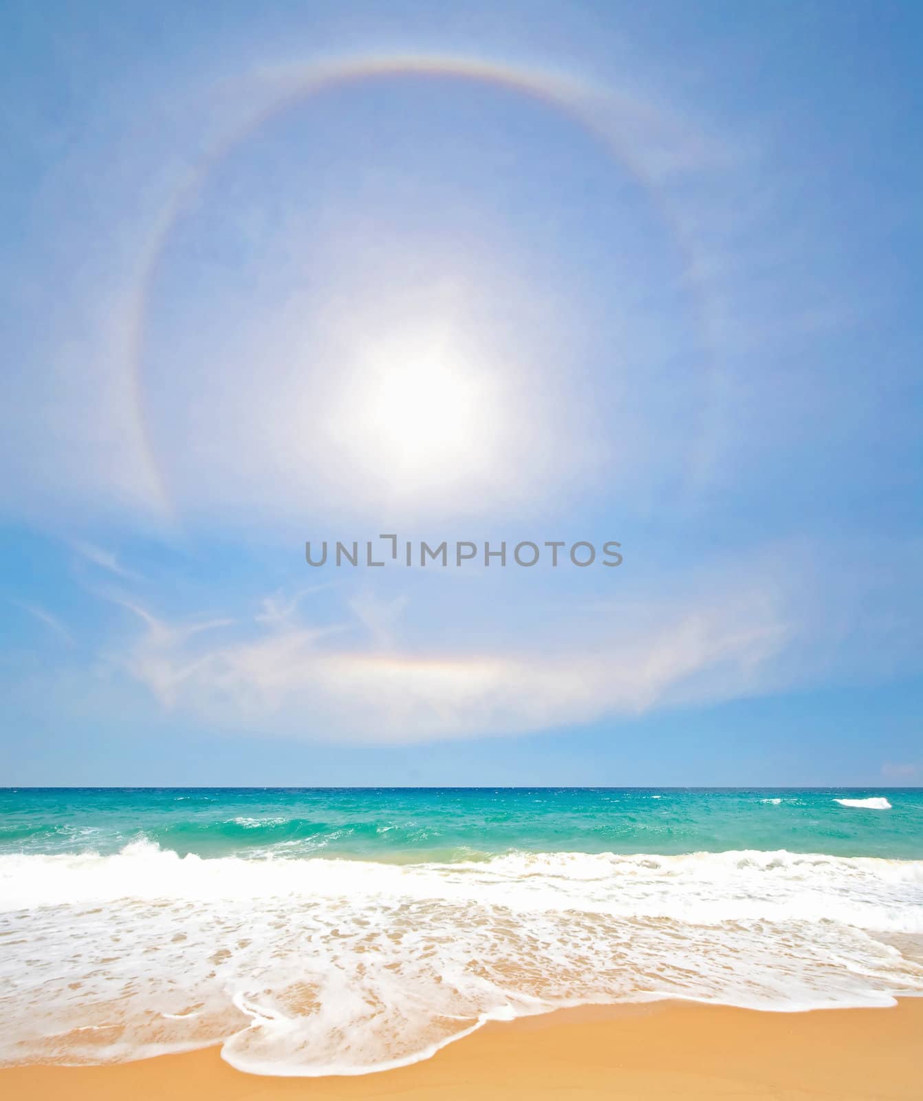 White Sand Beach with Perfect Sunny Sky at Phuket Thailand