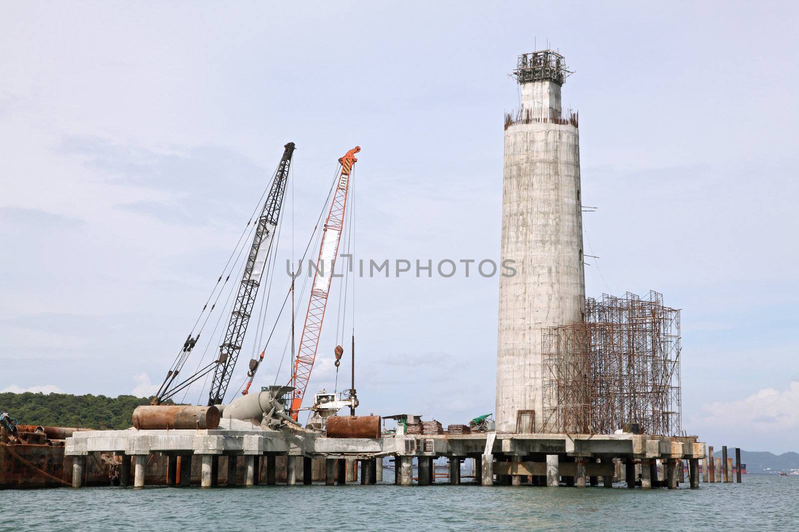 construction site on water at Srichang island Pattaya Thiland
