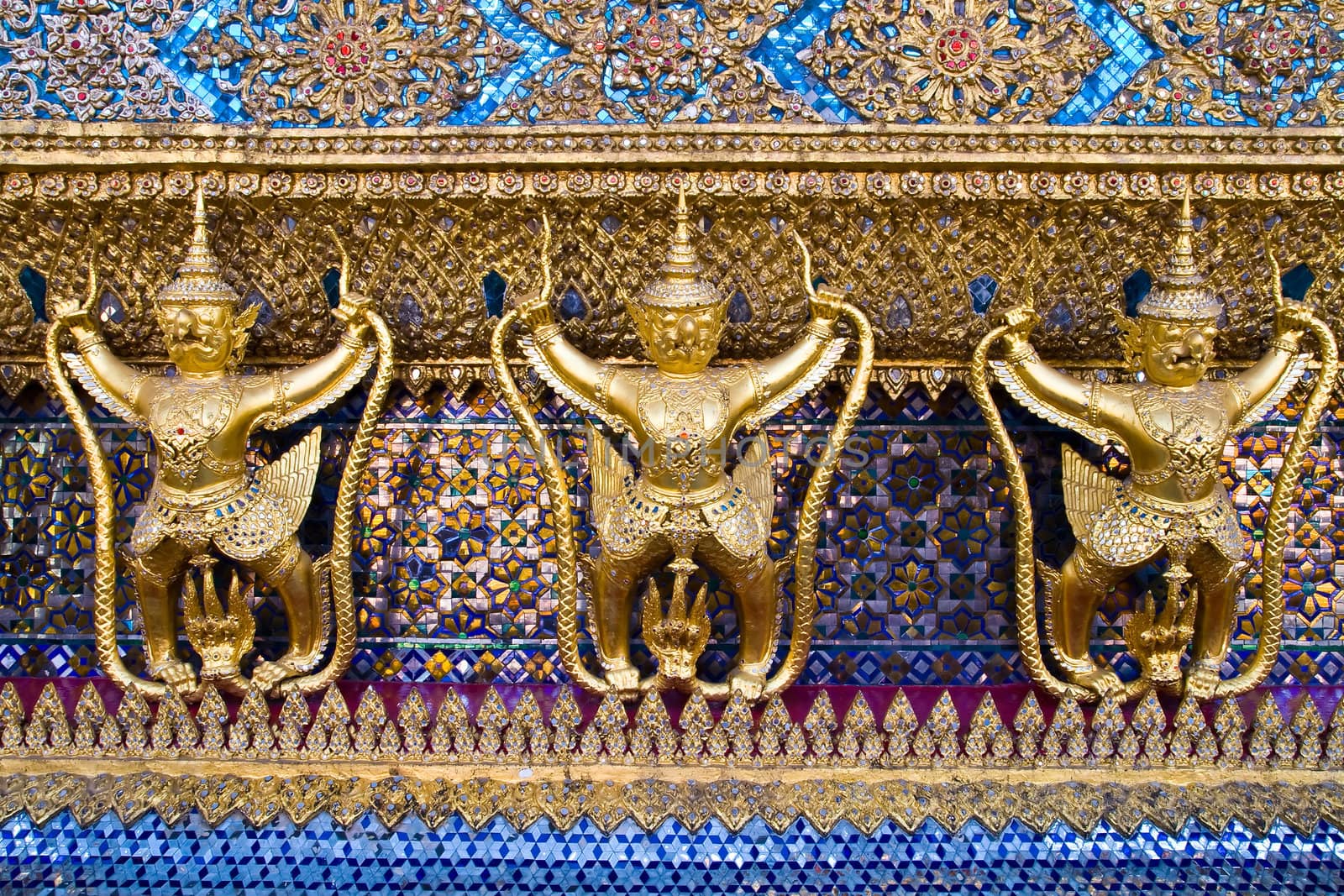 Golden Garuda at Wat Phra Keao Temple in Grand Palace, Bangkok Thailand