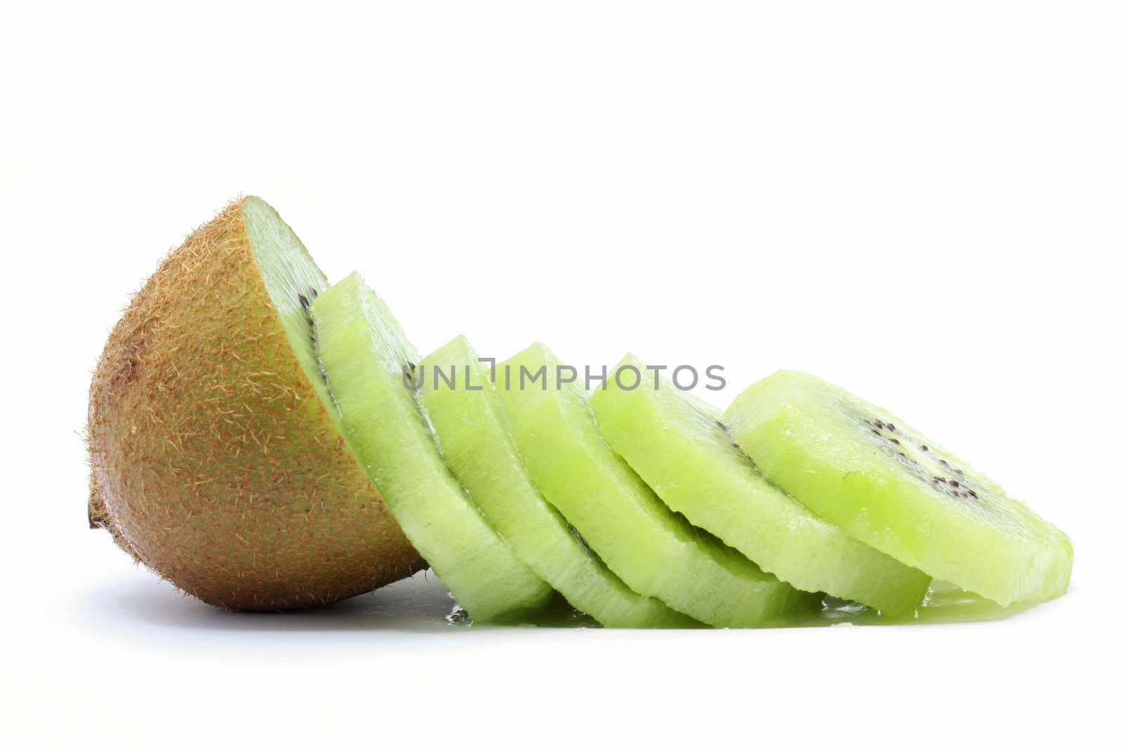 sliced Kiwi fruit on white background
