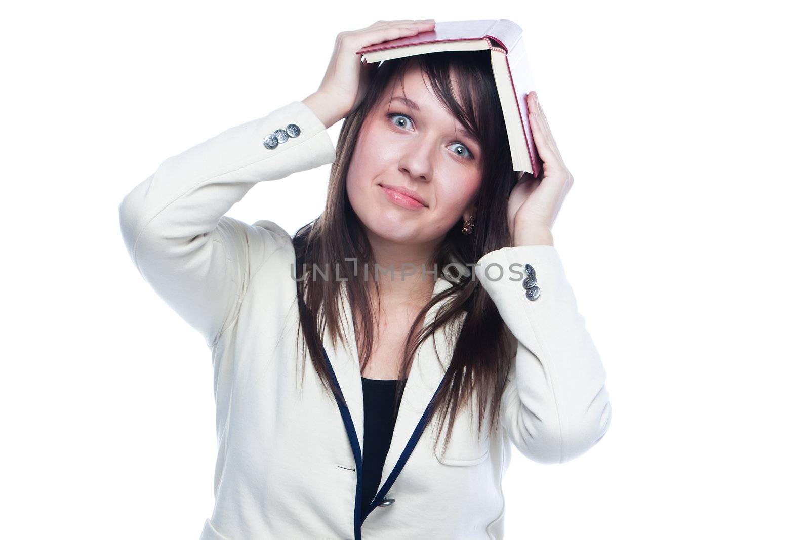 Portrait of a young and beautiful girl student who is preparing for exams