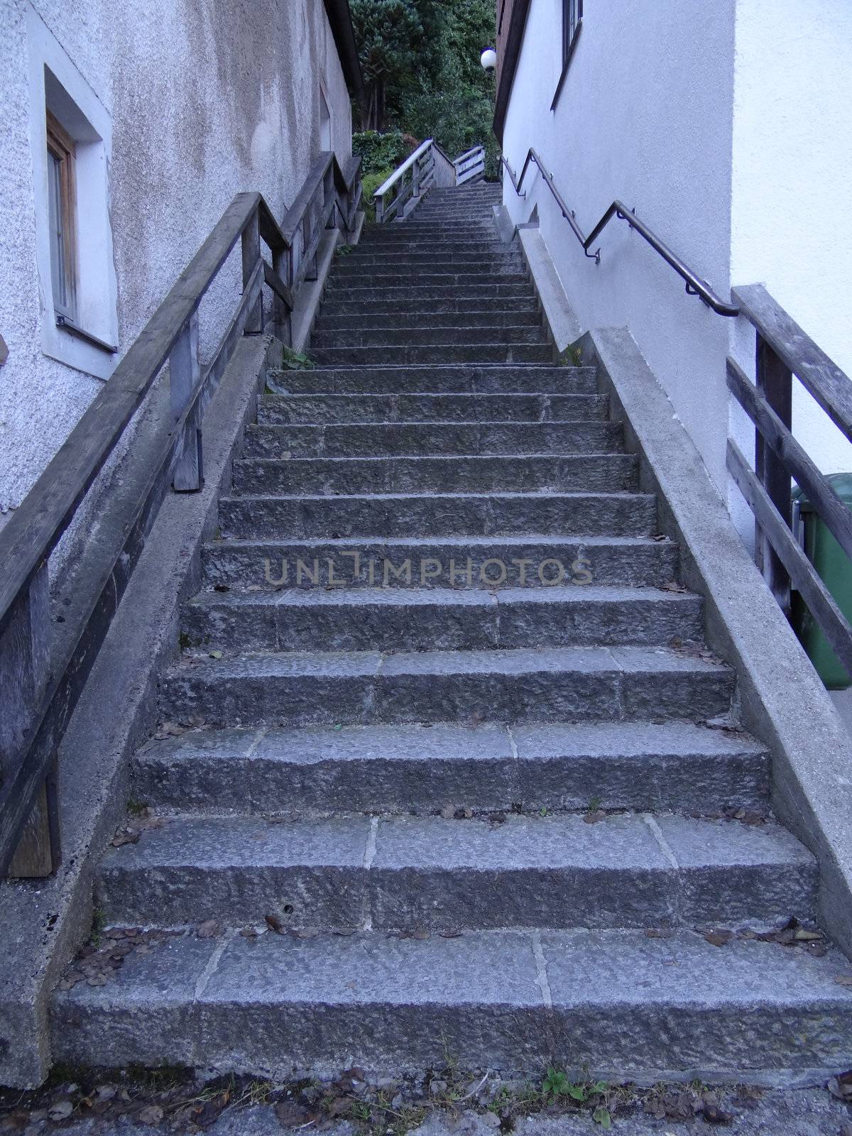 Historic stairway in Hallstatt, Austria