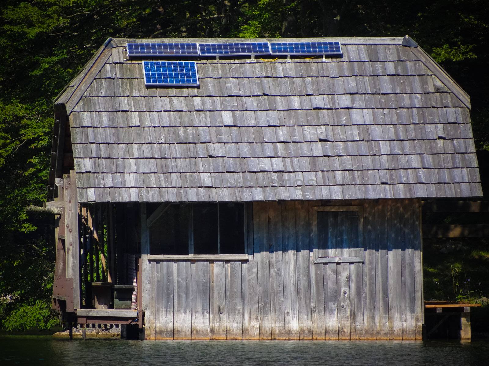 A fishing lodge with Solar array