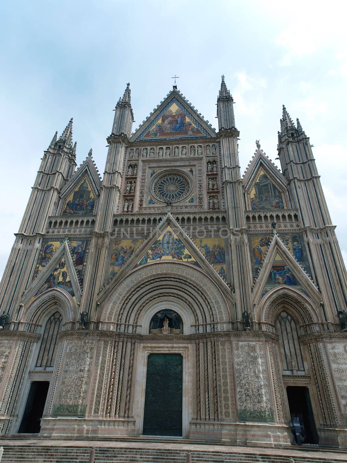  Orvieto - Duomo facade.West front of the Gothic facade of the Orvieto Cathedral, designed by Lorenzo Maitani.