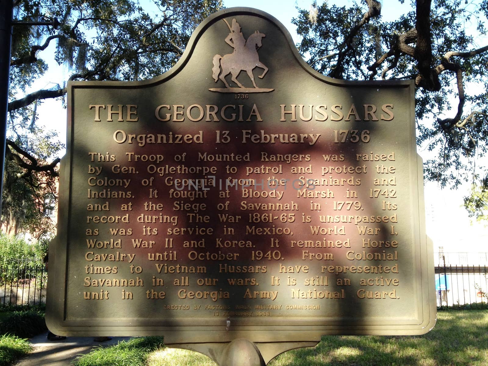 Georgia Hussars Historic Sign