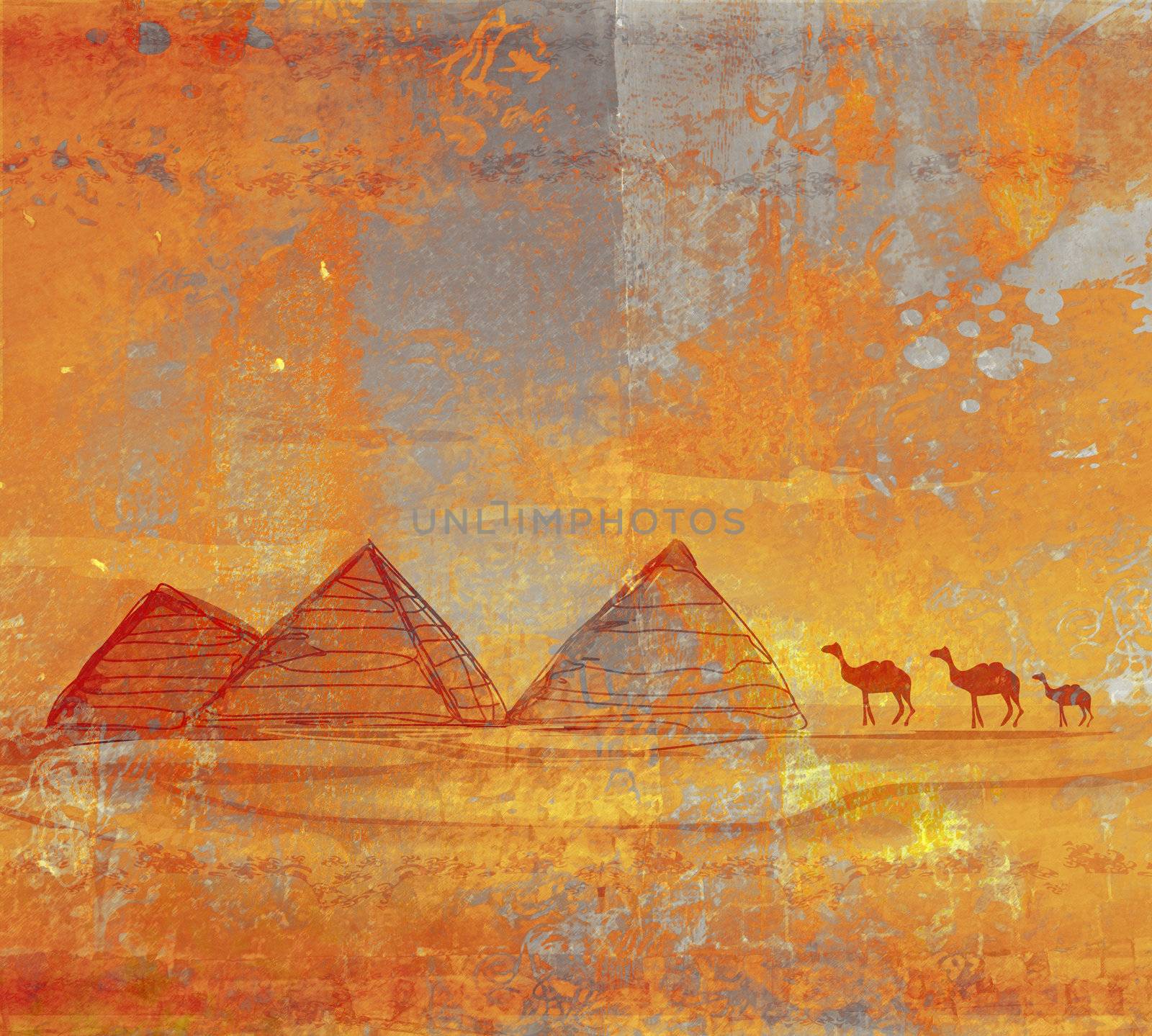 old paper with pyramids giza by JackyBrown