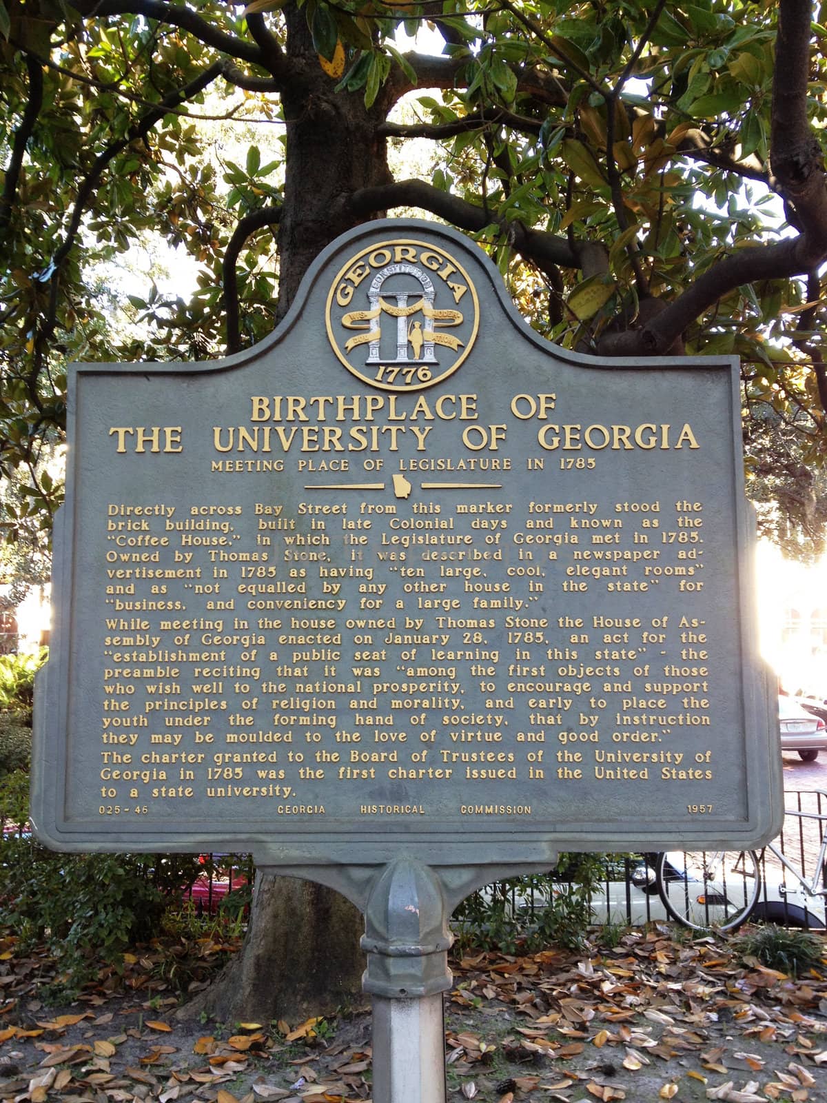 Birthplate University of Georgia Placard