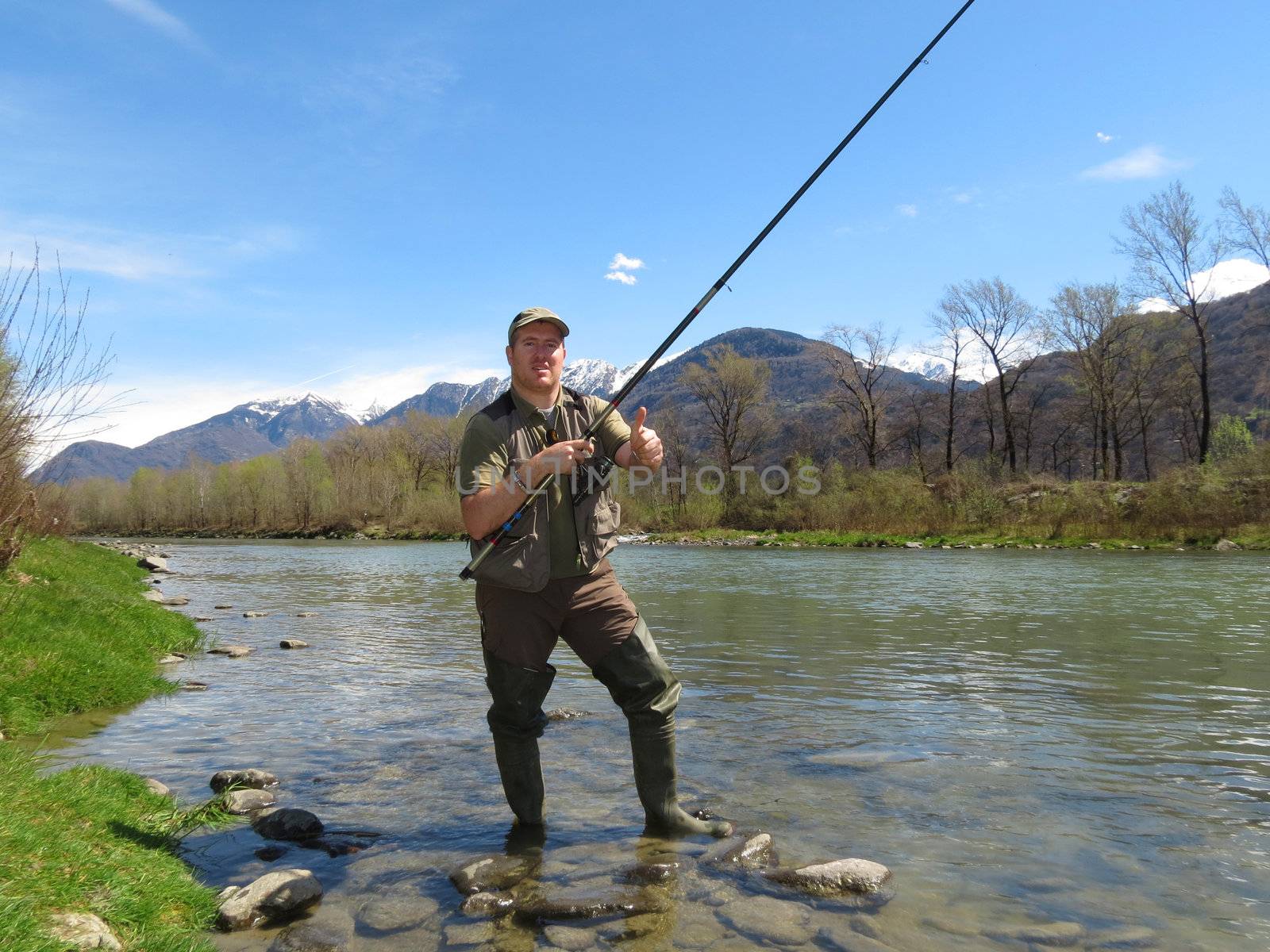 fisherman on river  by lsantilli