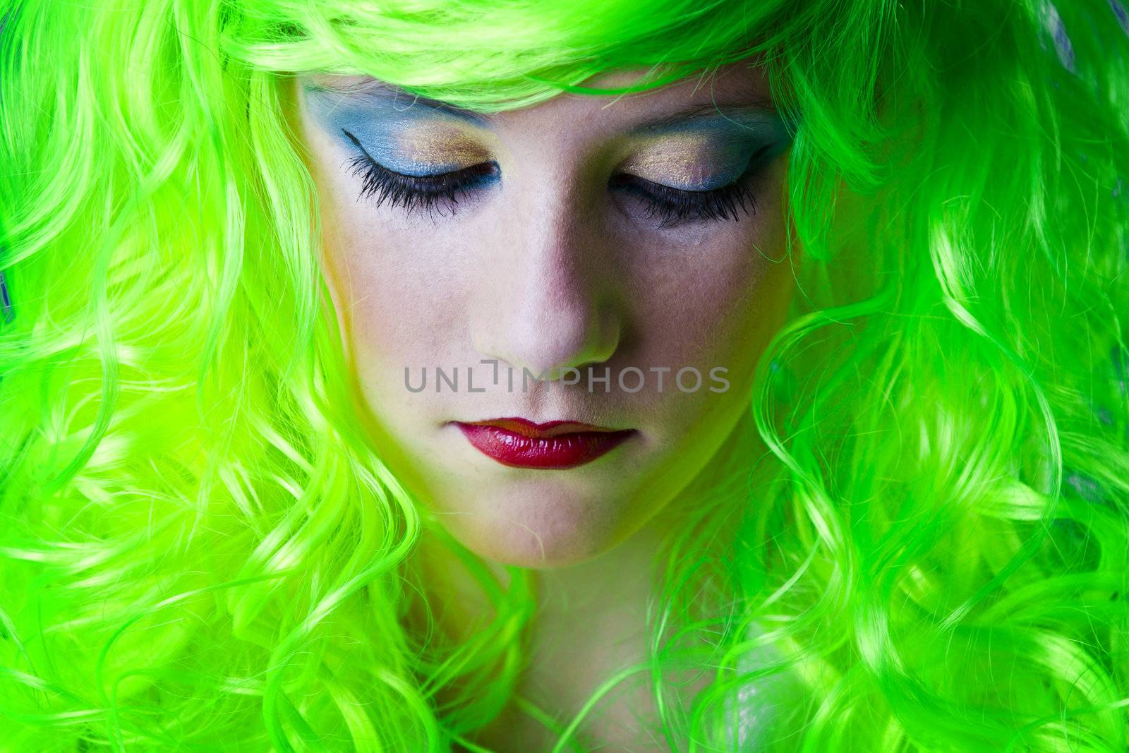 green fairy girl head down by FernandoCortes