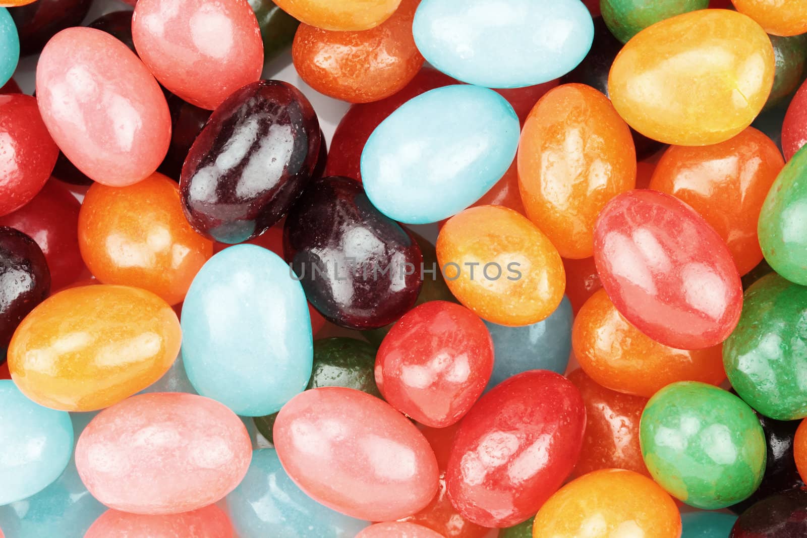 A close-up shot of colorful jelly beans.
