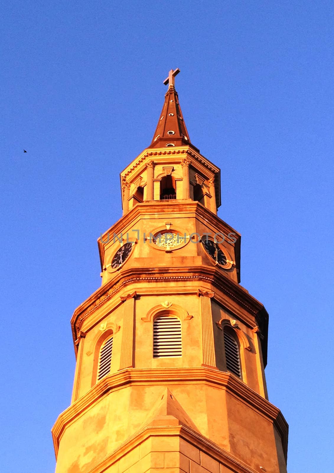 Charleston SC Church Steeple in sunlight by RefocusPhoto