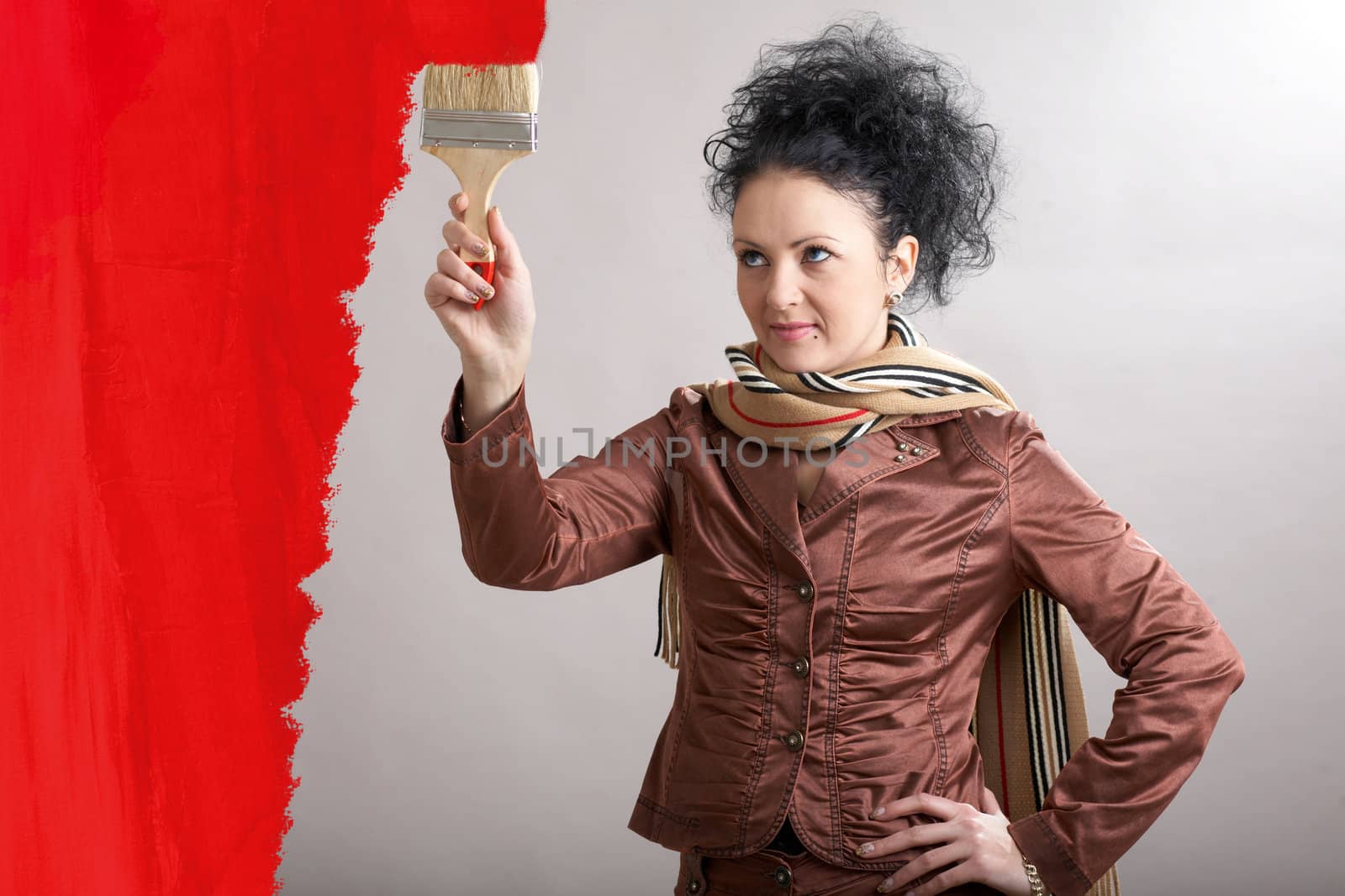 An image a girl painting red area