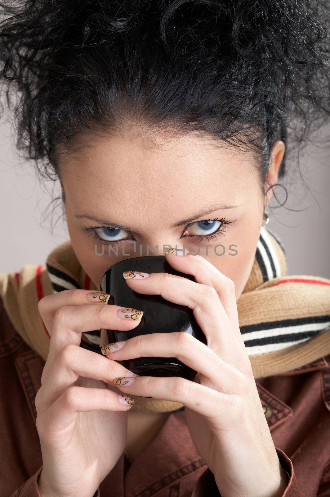 Girl drinking hot tea by velkol