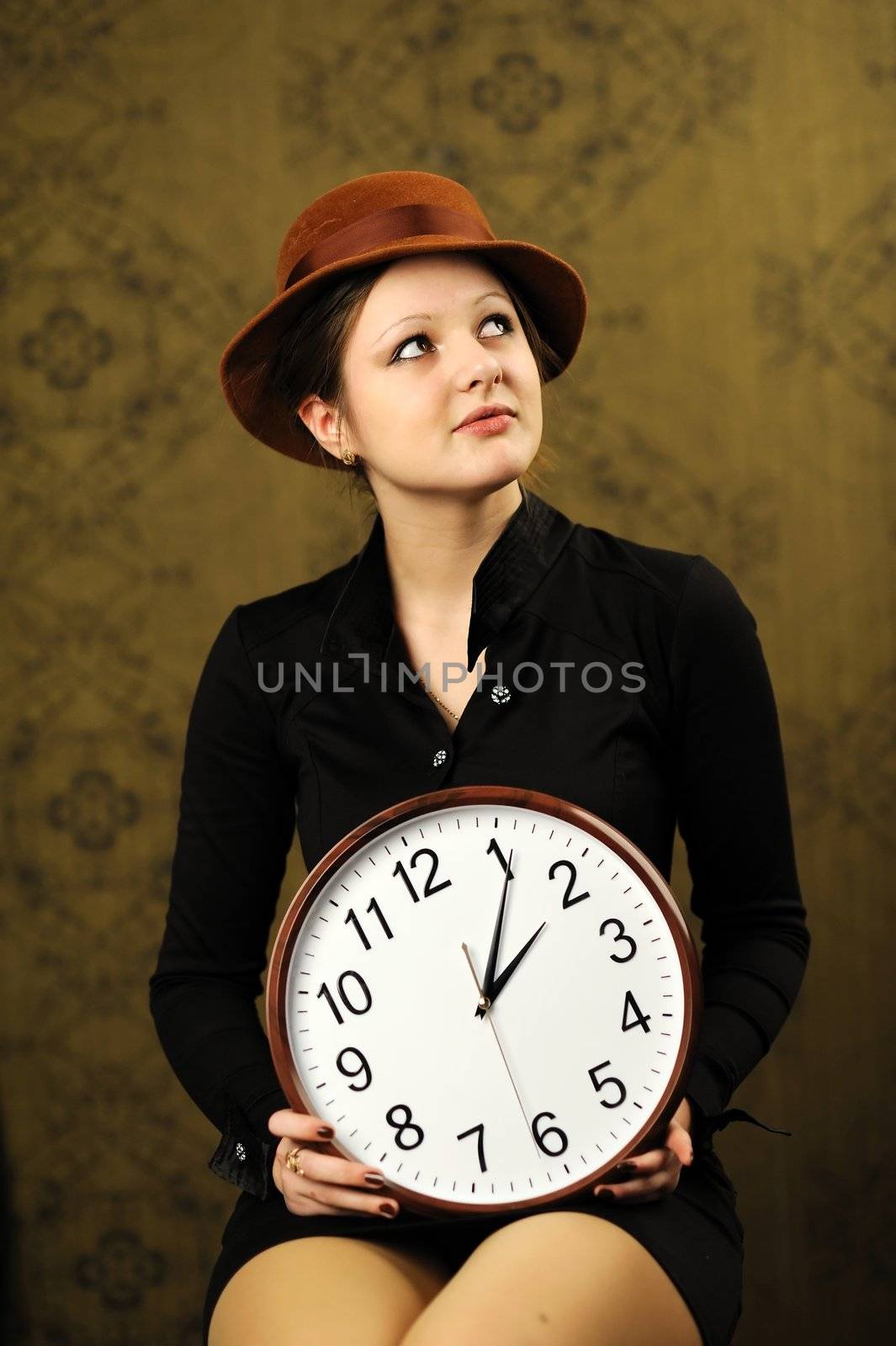 Woman with a big clock by velkol