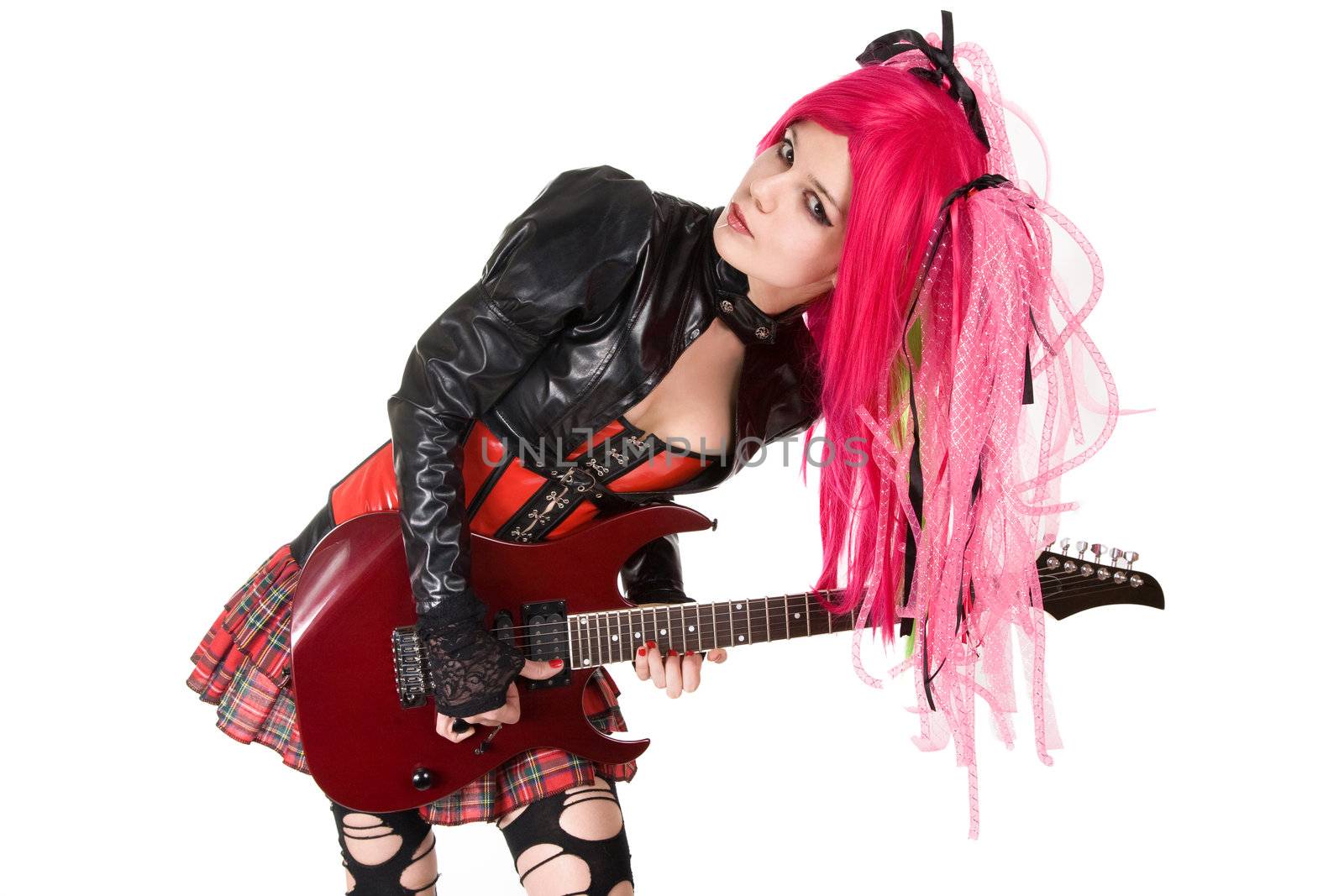 Gothic girl playing guitar  by Elisanth