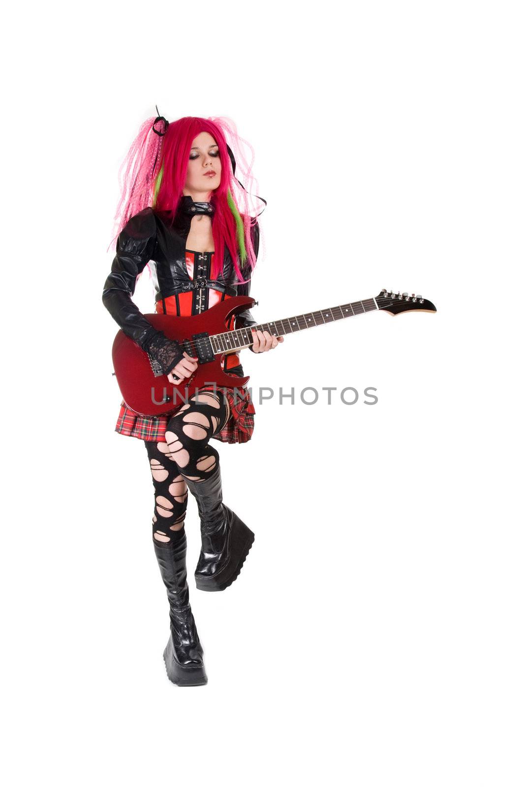 Gothic girl playing guitar  by Elisanth