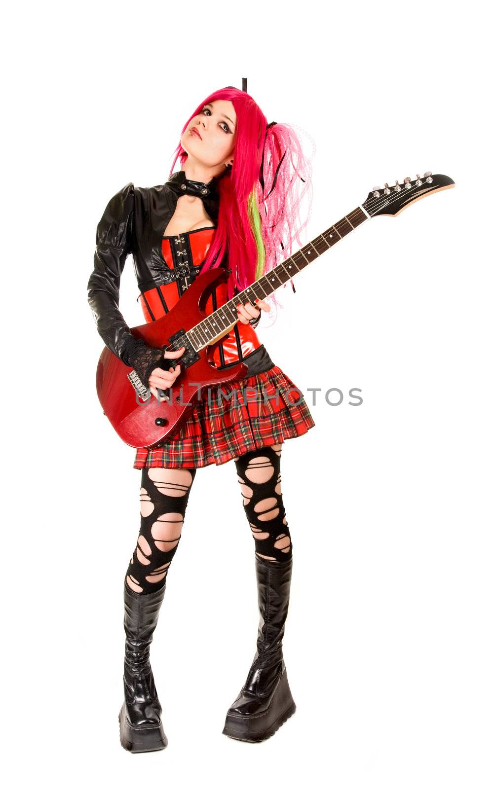 Gothic girl with guitar  by Elisanth