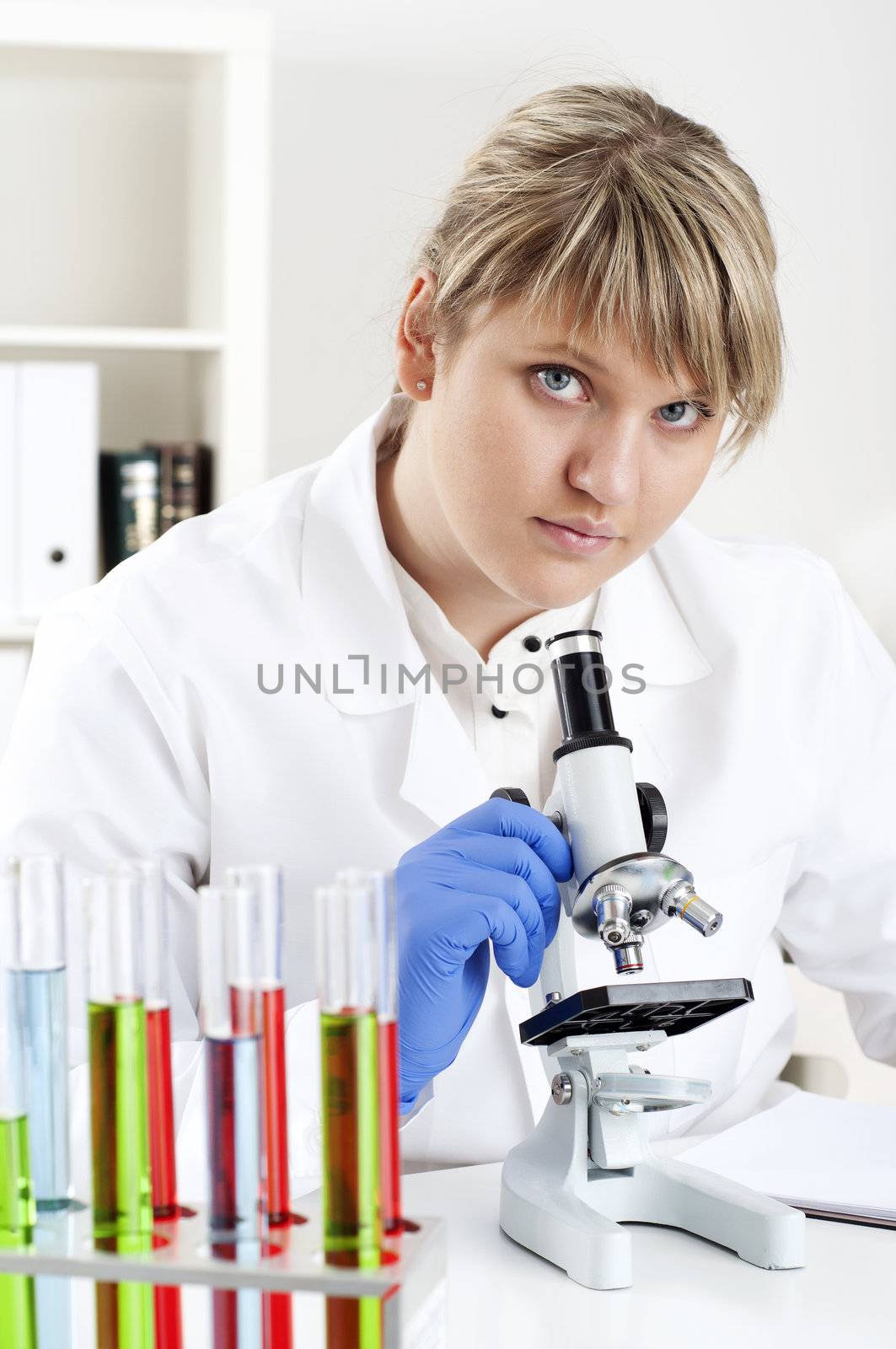 female doctor working in the lab, doing research