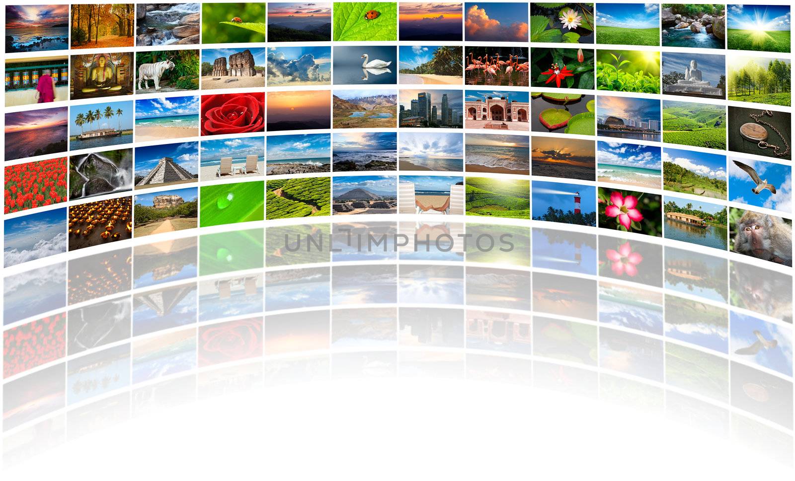 Abstract multimedia background composed of many images with copy by dimol