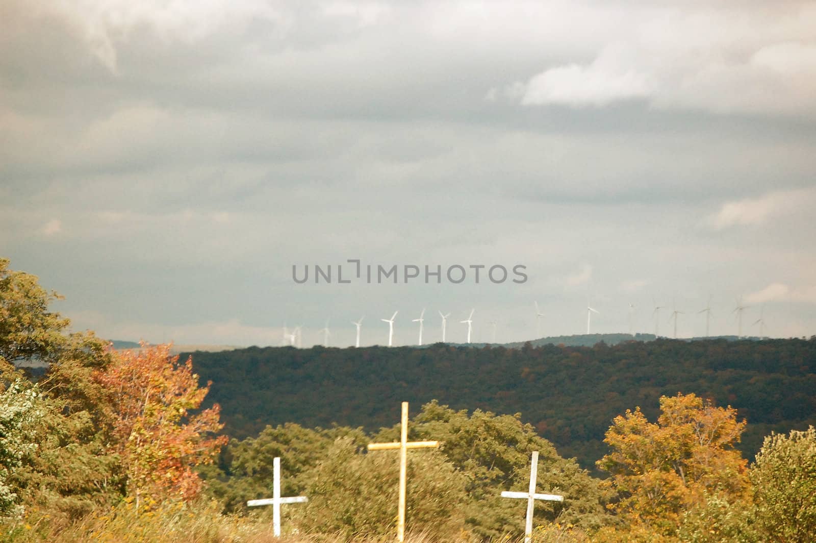 Three crosses and turbines by RefocusPhoto