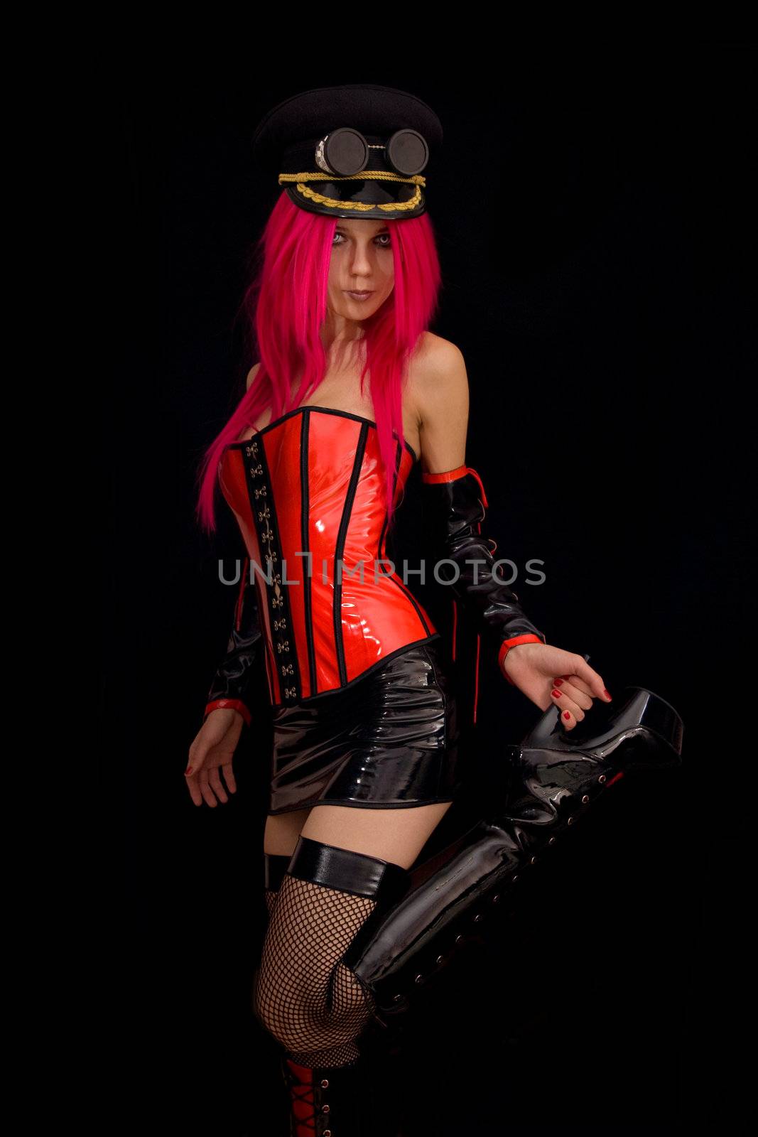 Fetish fashion model in military outfit wearing high heels  by Elisanth