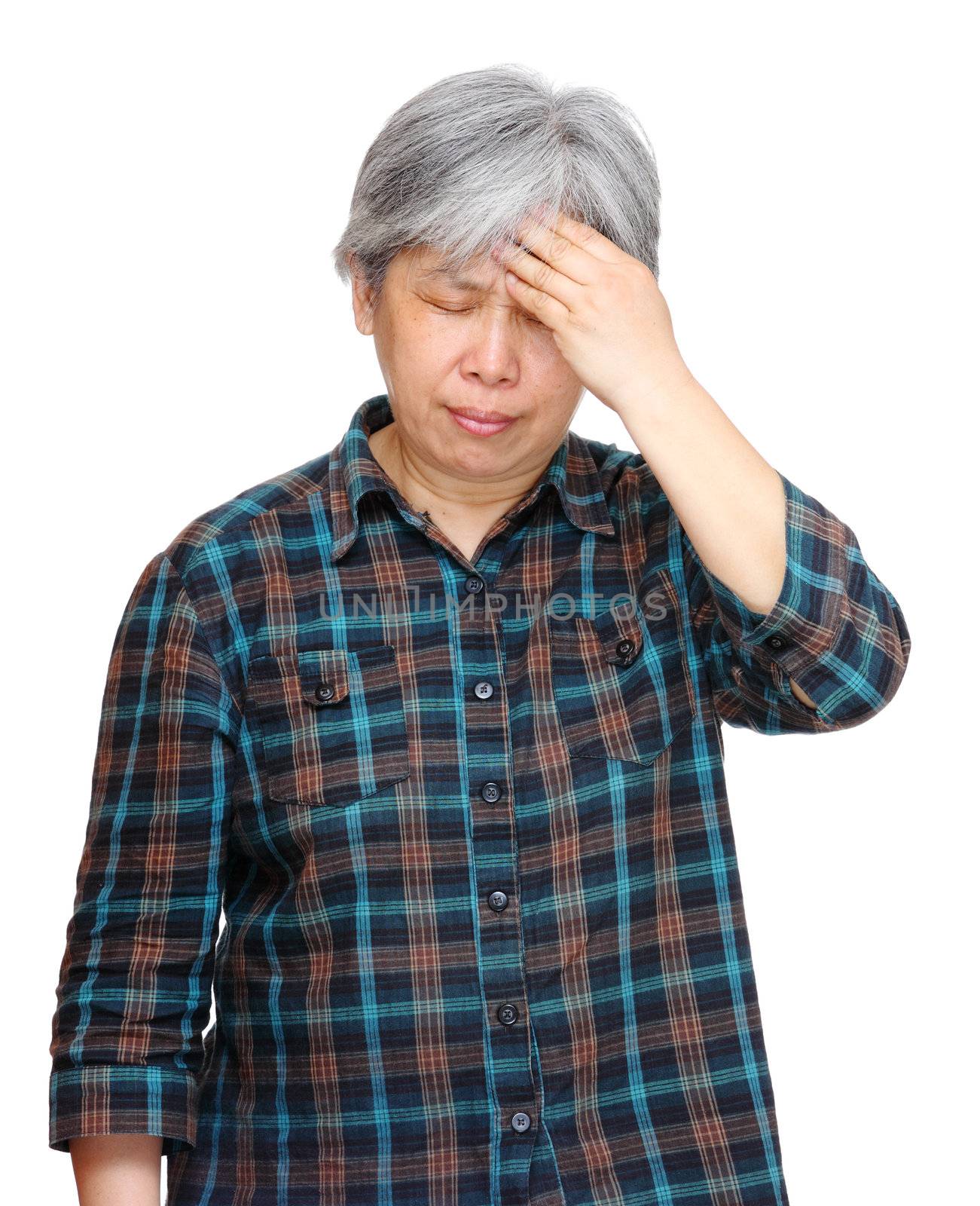 mature asian woman with headache