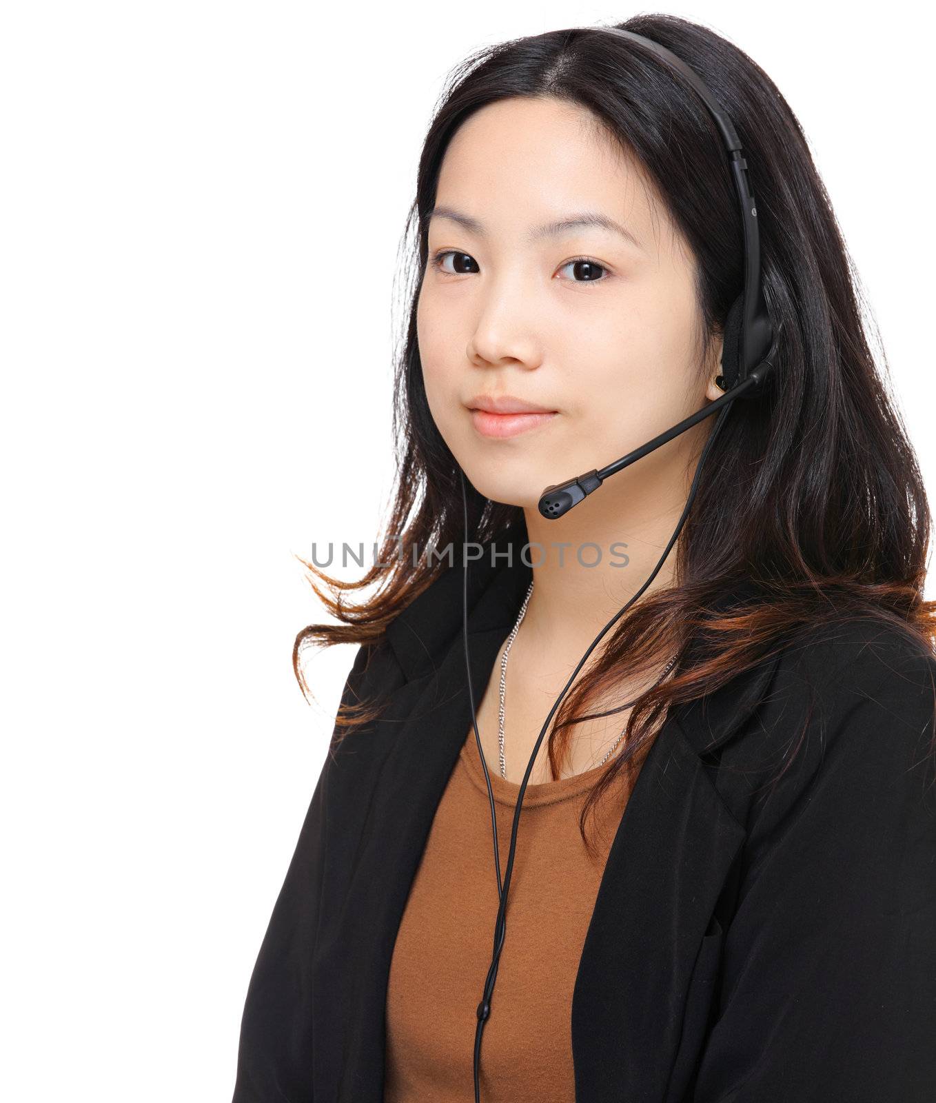 young woman with headset