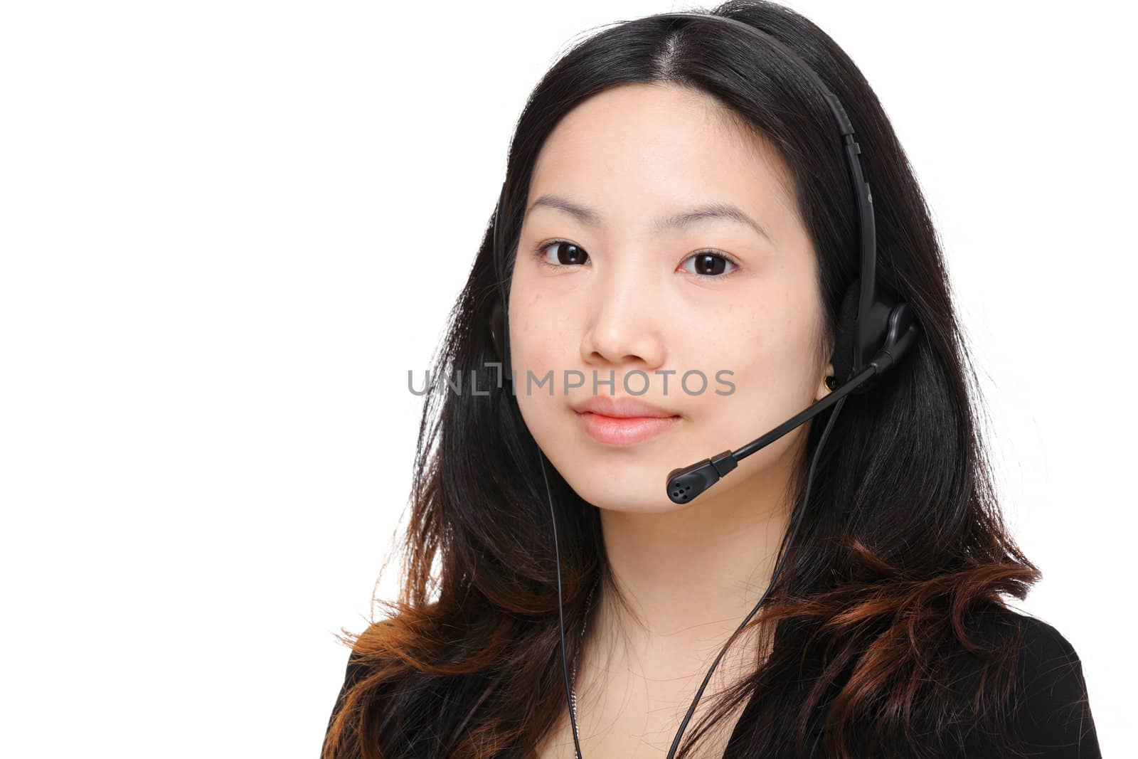 young woman with headset by leungchopan
