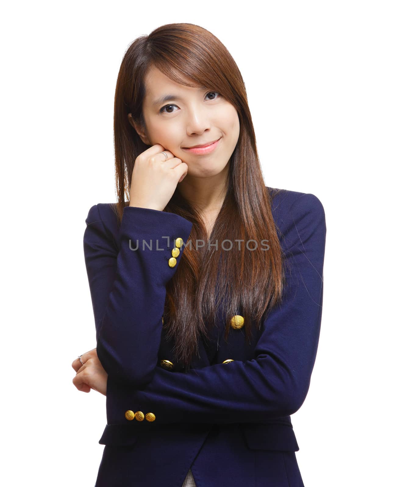young asian woman over white background by leungchopan