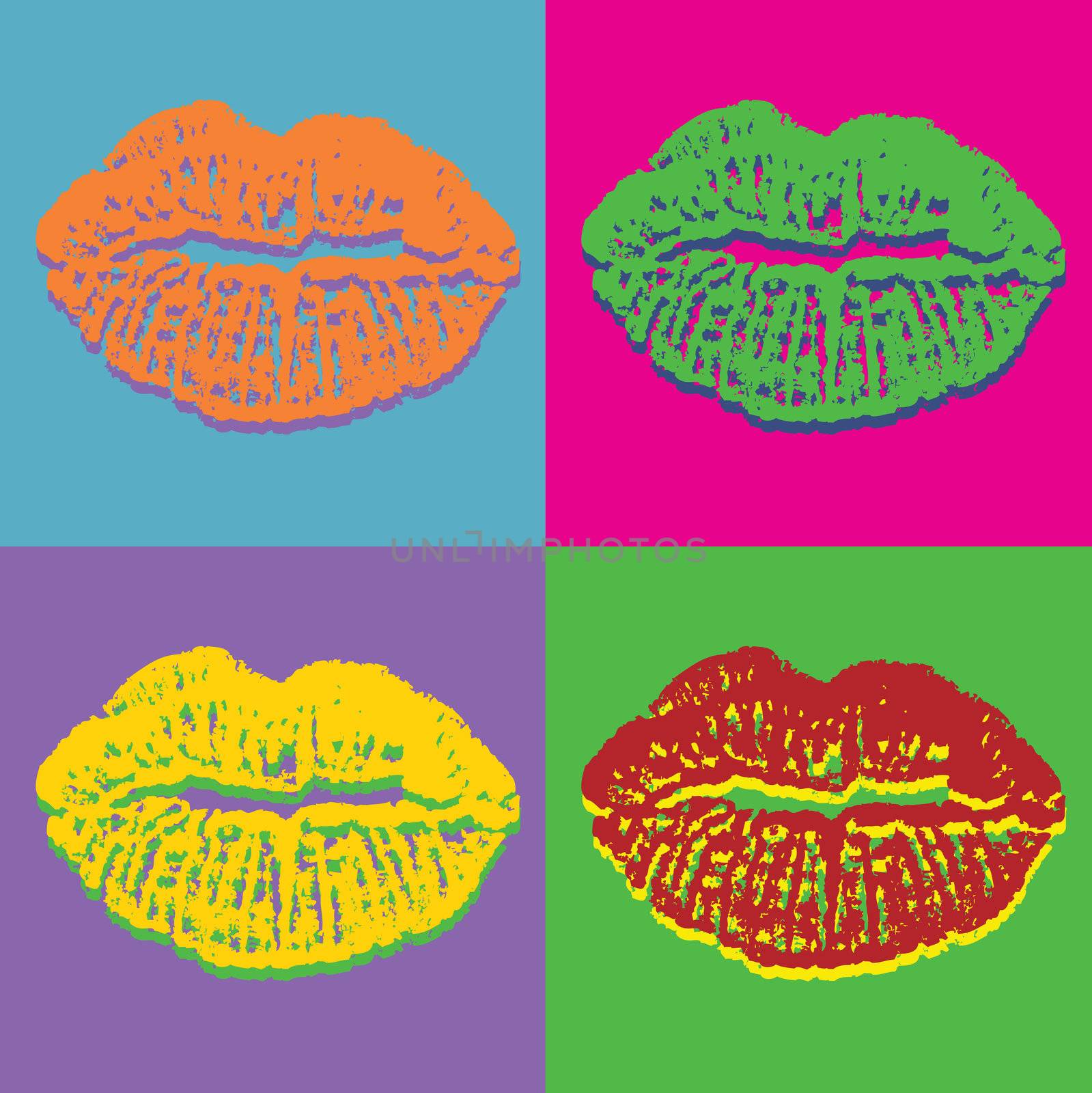 Pop art style vector lips