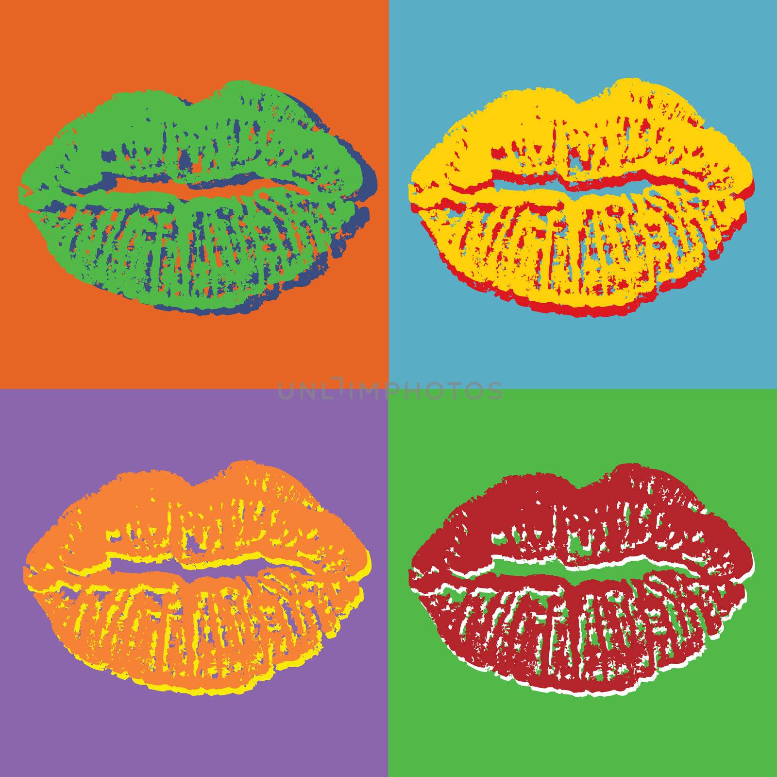 Pop art style vector lips